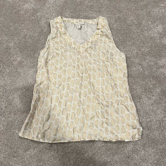 Saint Tropez West Women's Sleeveless Linen Tank Cream Gold‎ Size Medium - Picture 7 of 9